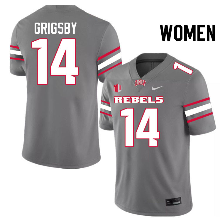 Women #14 Jah'Von Grigsby UNLV Rebels College Football Jerseys Stitched-Grey